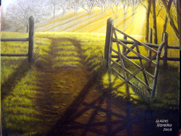 SOL EN LA TRANQUERA Oil Panel Landscaping