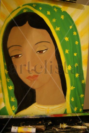 Virgen de Guadalupe Oil Canvas Portrait