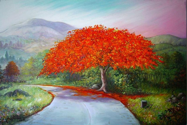 Flamboyán Borincano Oil Canvas Landscaping