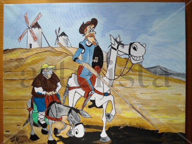 DON QUIJOTE Y SANCHO Oil Canvas Landscaping