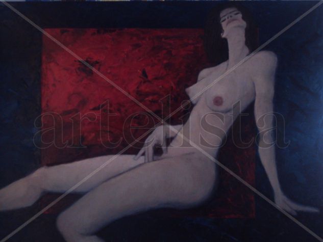 mujer sentada de lado Acrylic Panel Nude Paintings