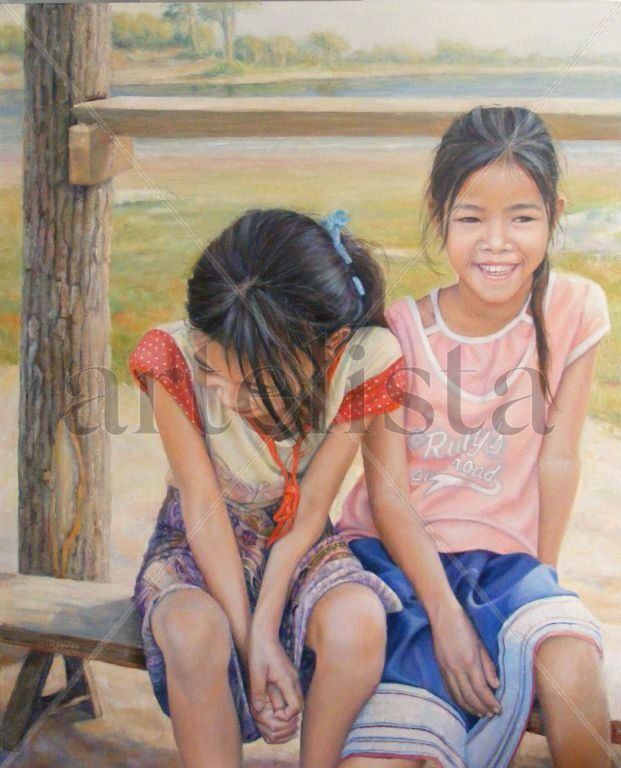 Niñas en el lago