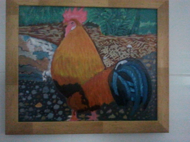 el gallo a la espera de el cante Oil Canvas Animals