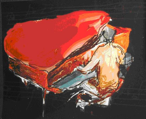 PIANO ROJO 22 X 60 Mixed media Others Figure Painting