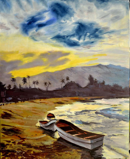 Atardecer Oil Canvas Marine Painting