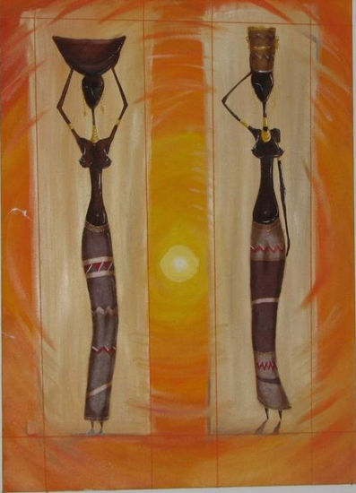 Africa II Oil Panel Figure Painting