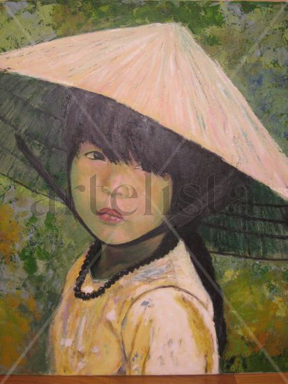 Niña Vietnamita Acrylic Canvas Portrait