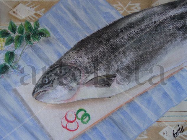 ....SALMON ! Pastel Paper Still Life Paintings