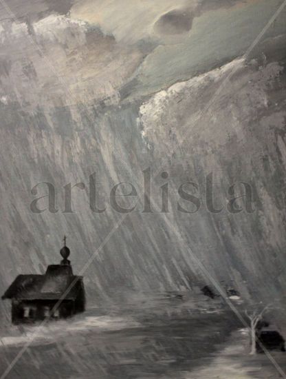 Church in a storm Oil Canvas Others