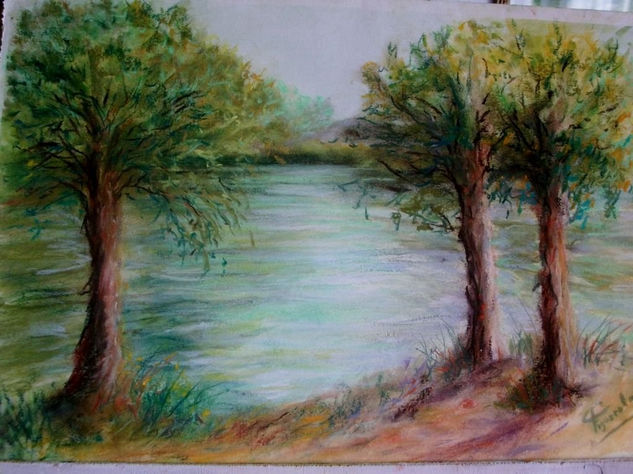 ARBOLES EN PRIMAVERA. Pastel Paper Landscaping