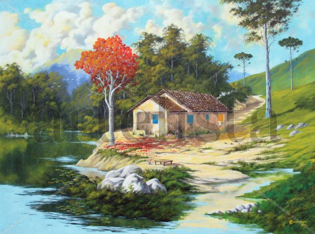 Em paz com a Natureza Oil Canvas Landscaping