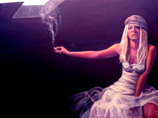 Fumando Oil Canvas Figure Painting