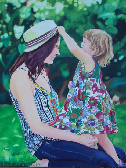 MADRE E HIJA Oil Canvas Portrait