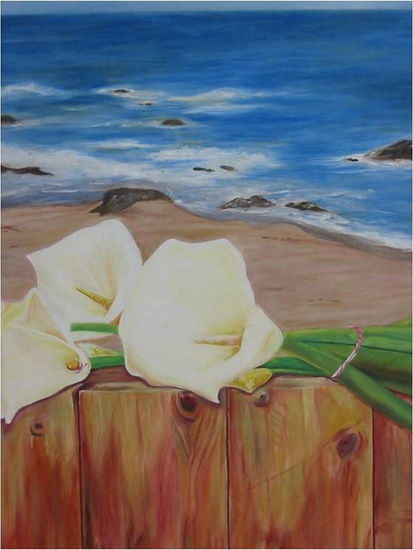 calas en el balcón Oil Canvas Floral Painting