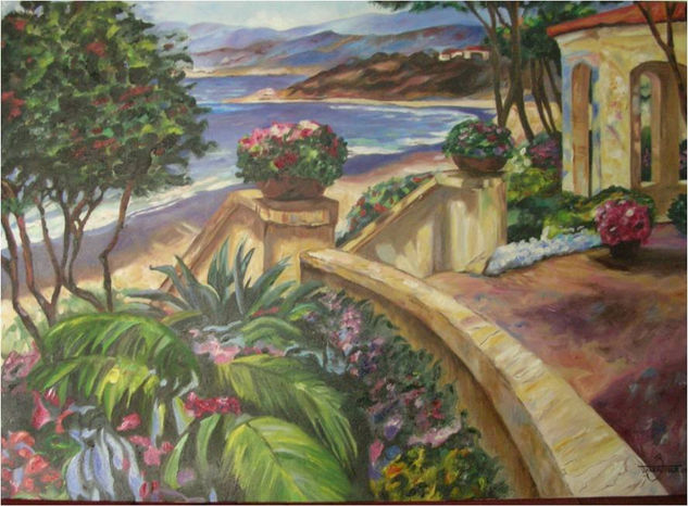 casa a orillas del mar Oil Canvas Landscaping