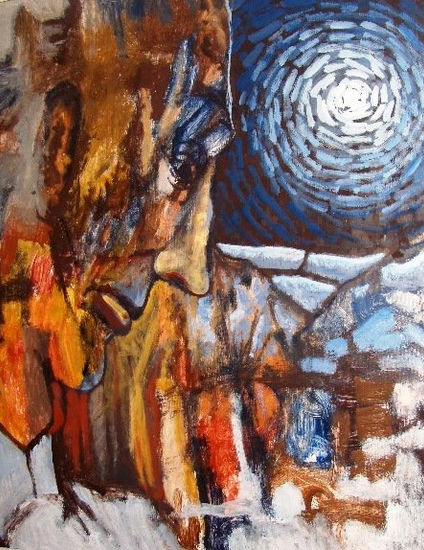 El umbral del ocaso Mixed media Canvas Figure Painting