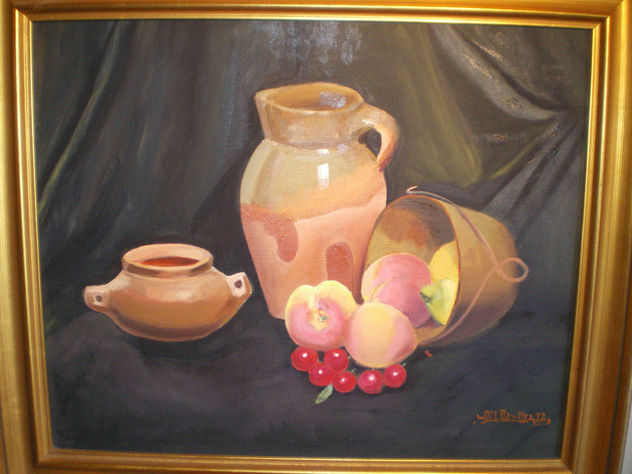 Bodegon melocotones jarra