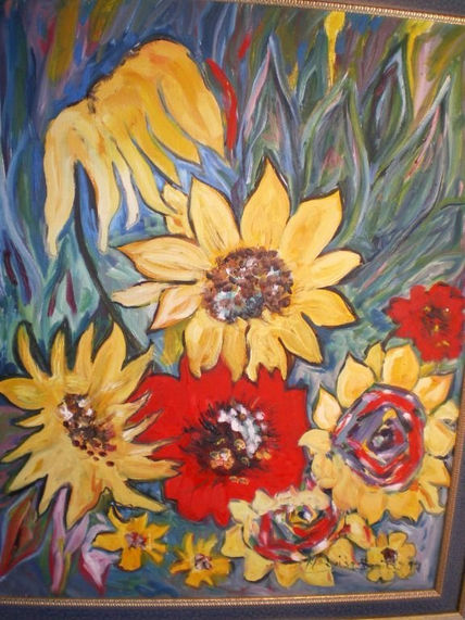 Amapolas y girasoles