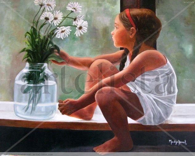 A traves de la Ventana Oil Canvas Figure Painting