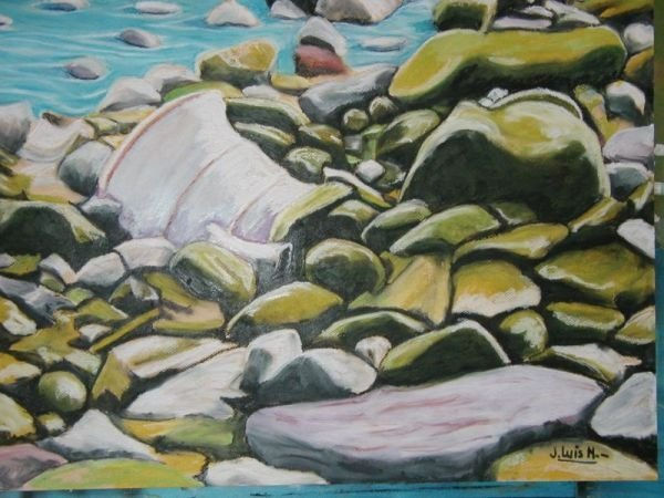 Entre las piedras Pastel Paper Marine Painting