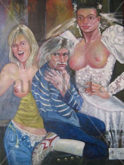 LAS TENTACIONES DE SAN ANTONIO Oil Canvas Figure Painting