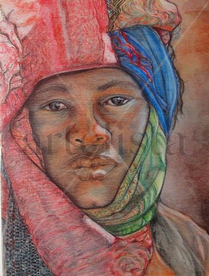 Serie miradas: Jóven de Mali Pastel Tabla Retrato