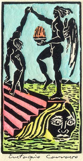 La ayuda, (Aid) Linocut