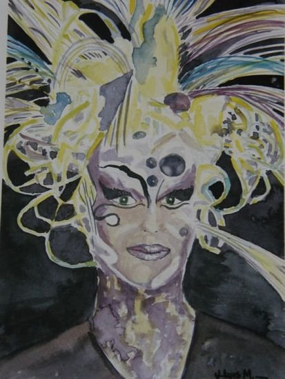 Dia de Carnaval Watercolour Paper Portrait