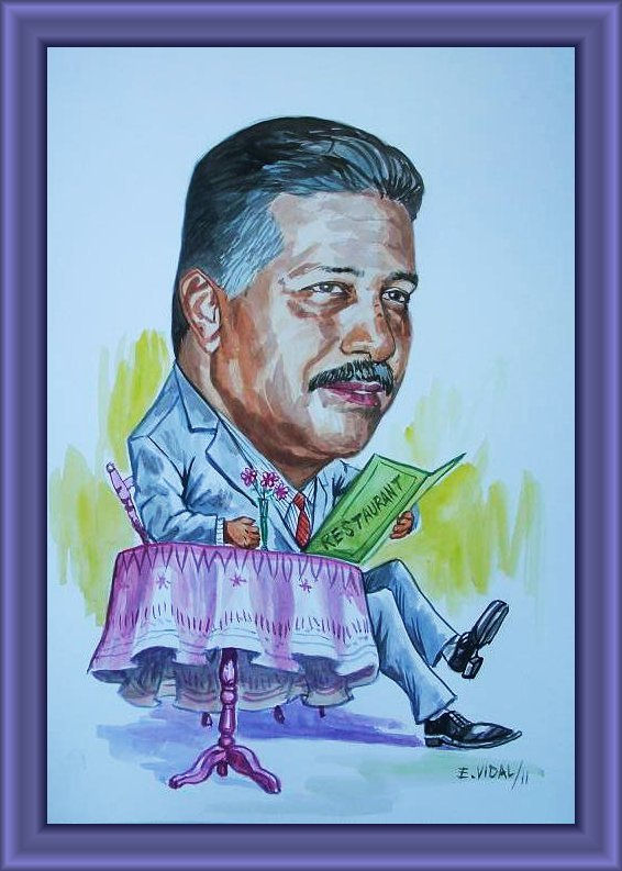 caricatura en el restaurante