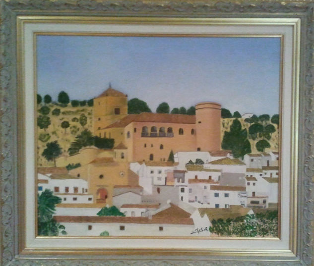 castillo y pueblo andaluz Oil Canvas Landscaping