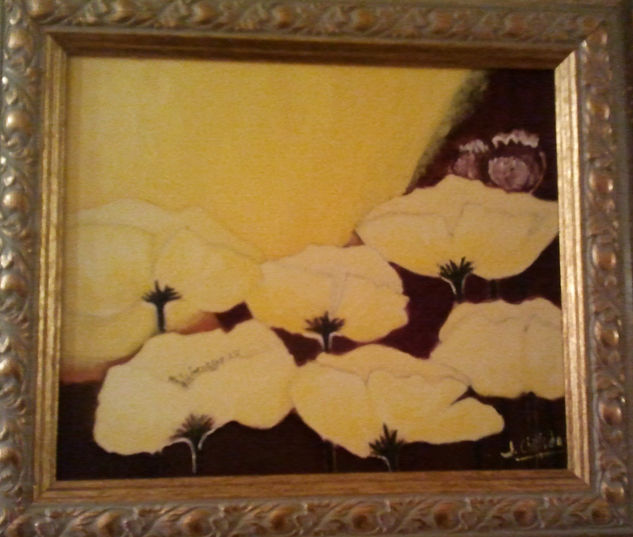 aterdecer con amapolas Oil Canvas Floral Painting