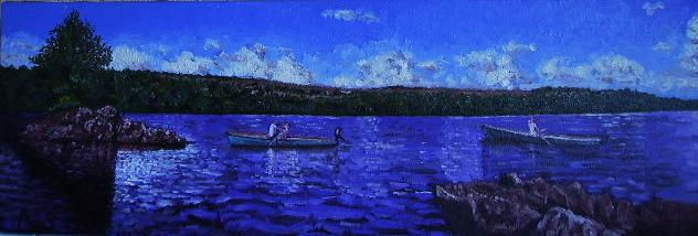 Barcas en el lago Oil Canvas Landscaping