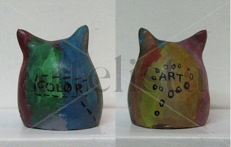 Color Art Cat Mixed Figurative