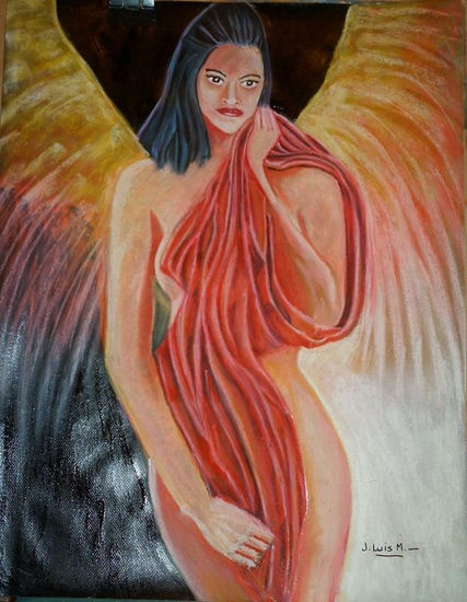 Un ángel llamado Norma Mixed media Paper Figure Painting