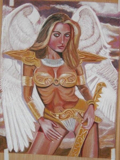 Angel guerrera Pastel Paper Figure Painting