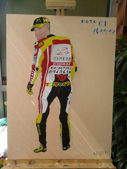 moto GP Valentino Óleo Lienzo Retrato