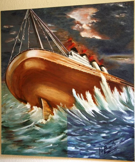 BARCO ENCALLADO Oil Canvas Marine Painting