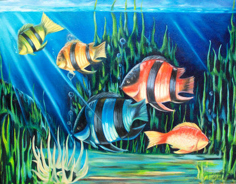 Peces en fondo del mar
