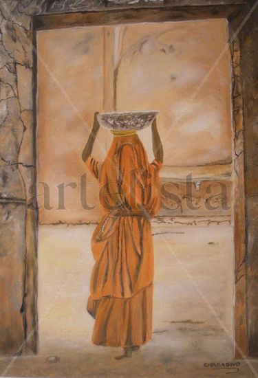 Mujer Hindu Oil Canvas Figure Painting