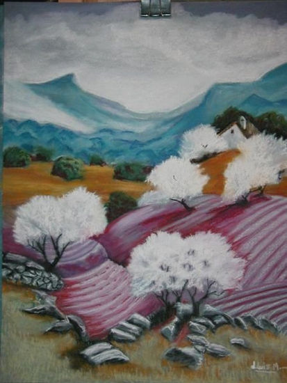 Almendros en flor Pastel Papel Paisaje