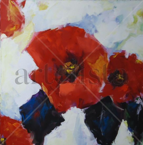 poppies II Oil Canvas Floral Painting