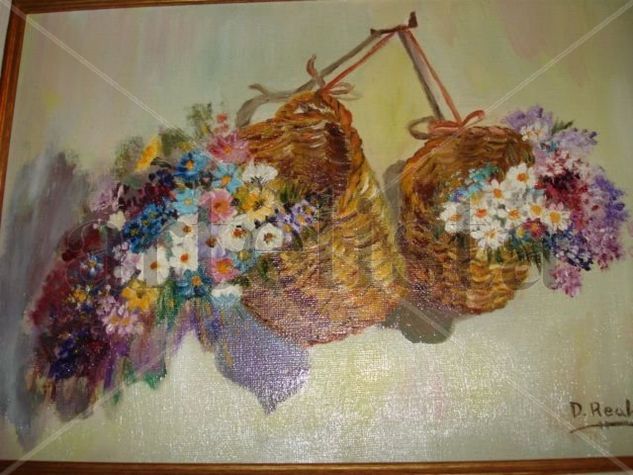 Cestos de flores Oil Canvas Floral Painting