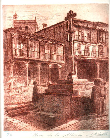 Plaza mayor de la Alberca- Salamanca-España Etching Process