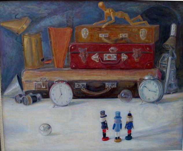 "La maquina del tiempo" Oil Panel Still Life Paintings