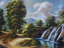 Paisaje con cascada