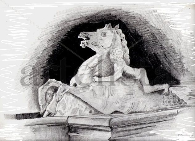 Caballo ,Niño y estatua