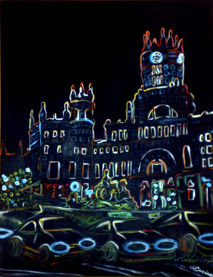 Madrid la Nuit Acrylic Canvas Landscaping