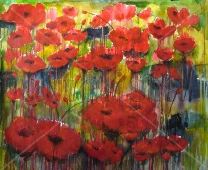 Amapolas VI, 2011 Acrylic Canvas Floral Painting