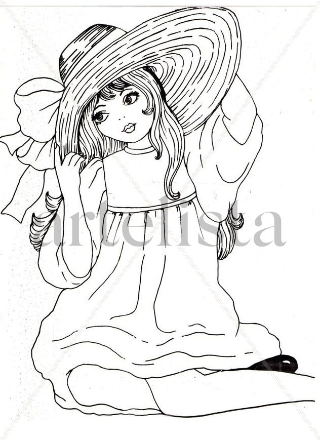 Niña Sentada con Sombrero