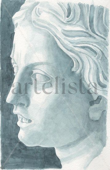 Busto de mujer Watercolour Paper Portrait